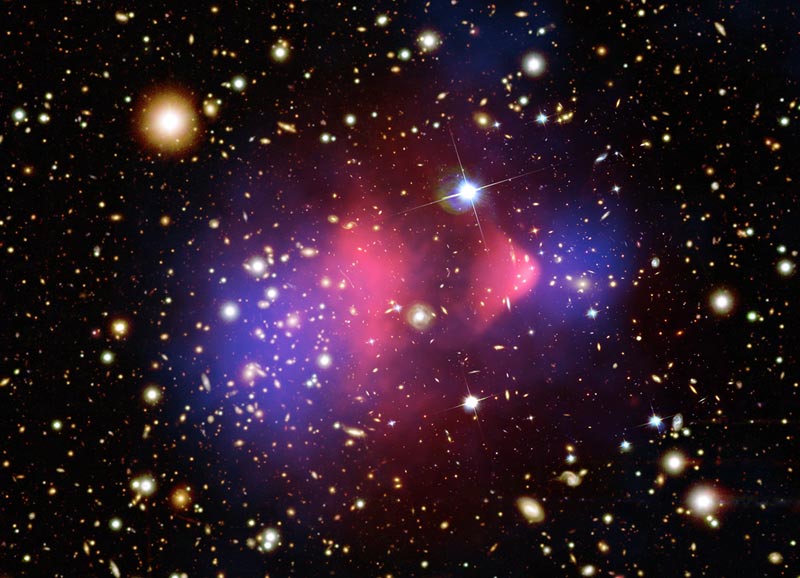 Bullet cluster shows dark matter separating from regular matter