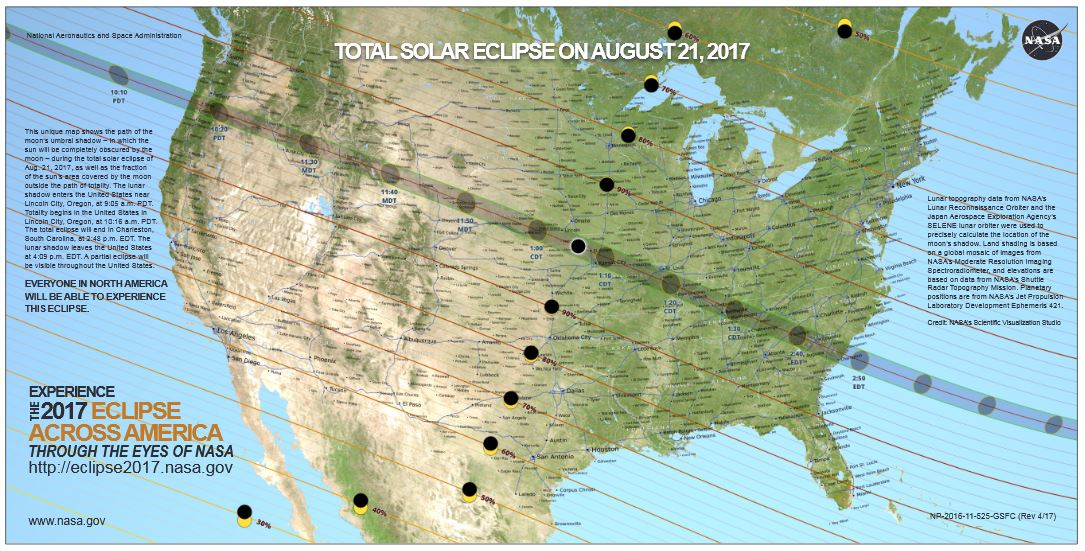 NASA's eclipse map for August 21, 2017