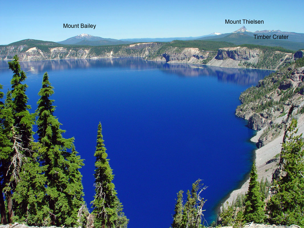 Mt Bailey and Mt Thielsen as seen from Crater Lake