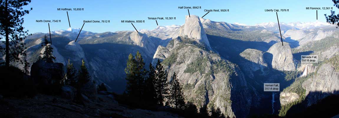 Washburn Point features labeled, Yosemite