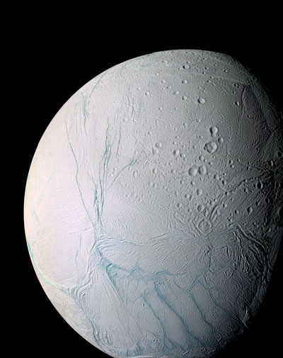 Tiger stripes at the south pole area of Enceladus