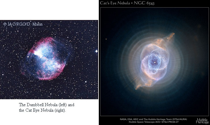 Dumbbell Nebula and Cat's Eye Nebula