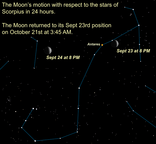 Motion of Moon in 24 hours