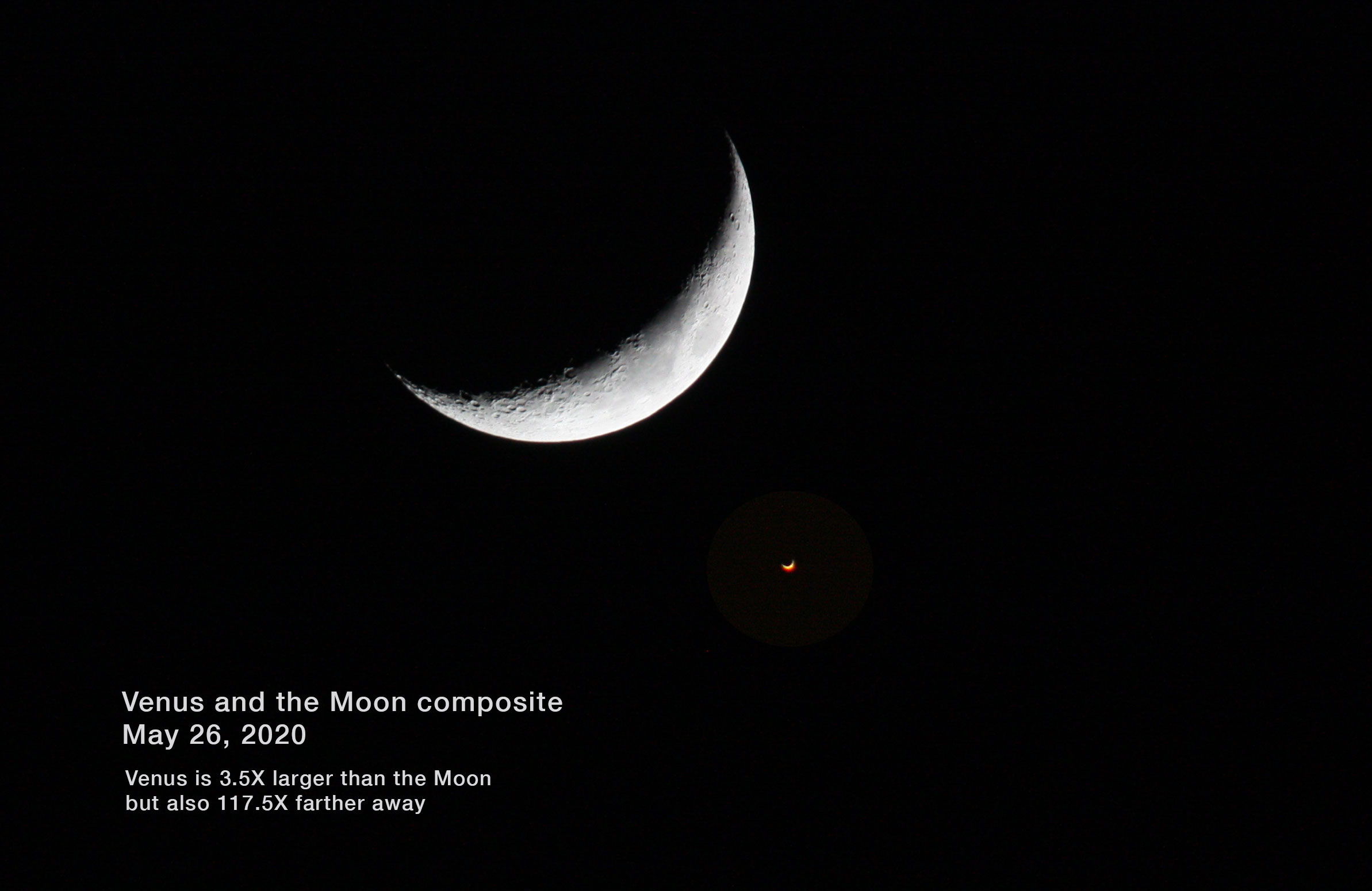 Venus and Moon in crescent phases 2020