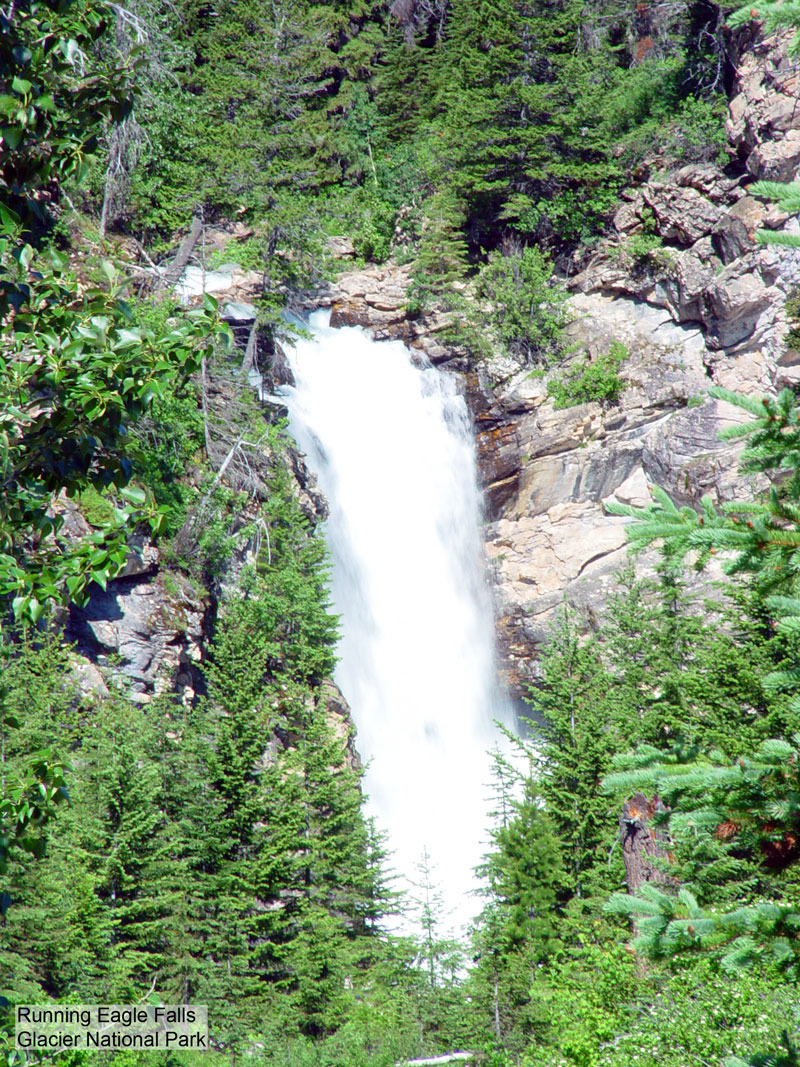 Running Eagle Falls Glacier National Park