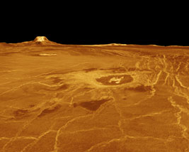 Eistla Regio with Cunitz Crater in foreground