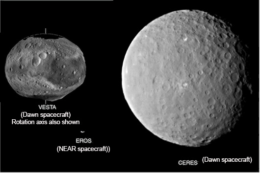 Изображения Цереры и Весты HST с Эросом для сравнения