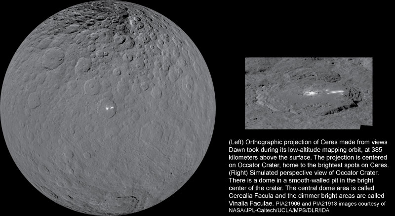 Полный глобус Цереры и перспектива кратера Оккатор