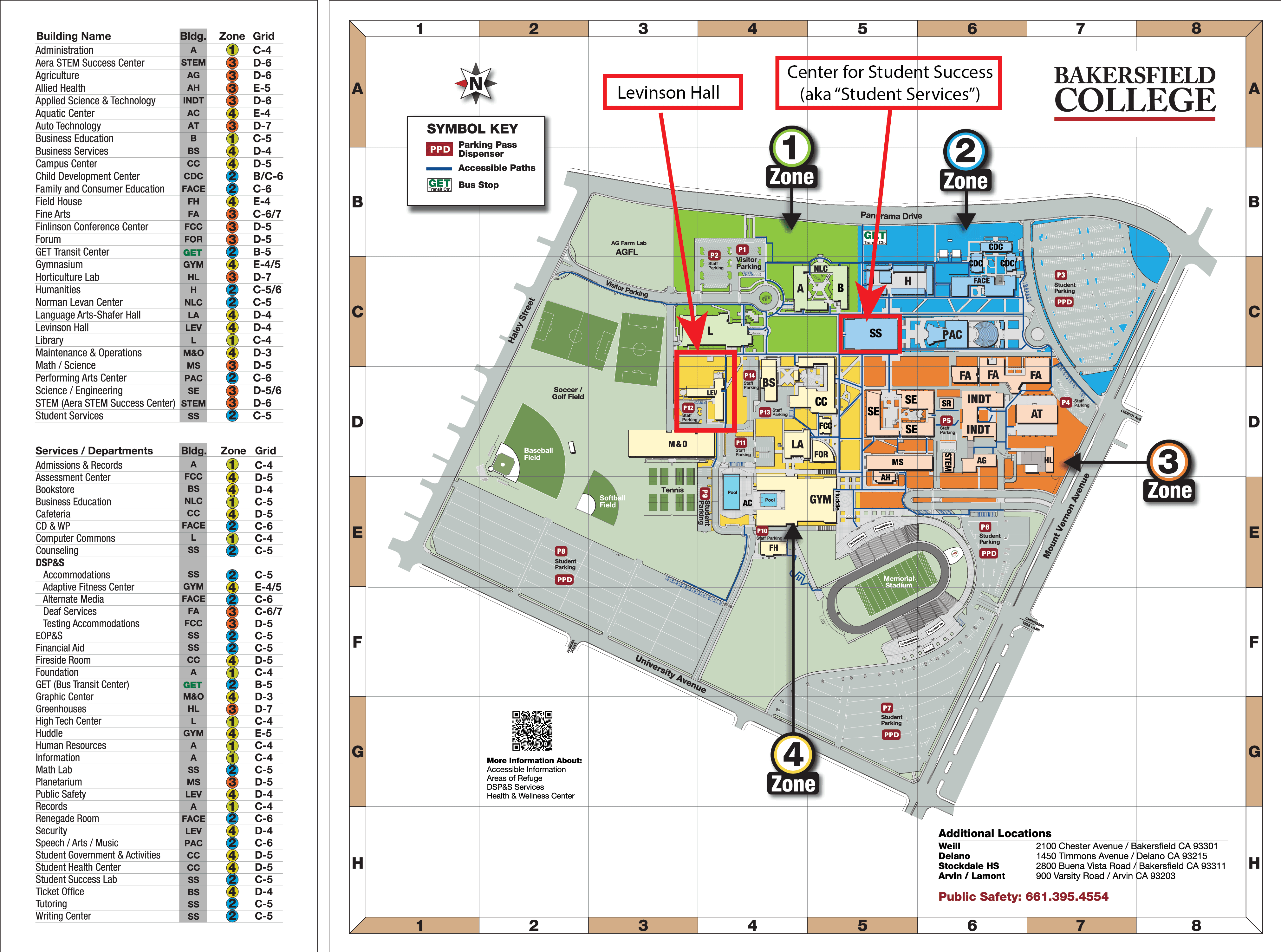 BC map highlighting Student Services and Campus Center